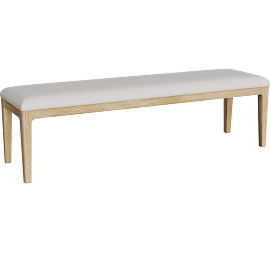 Perspective view of Mika Natural Oak Wood + Upholstered 66 Dining Bench