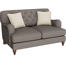 Perspective view of Simone Dark Grey Loveseat With 2 Pillows