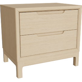 Perspective view of Viane Natural Light Oak 2 Drawer Nightstand