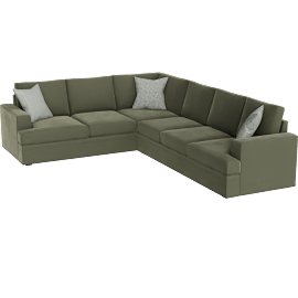 Perspective view of Bonaterra II Forest Green 127 2 Piece Sectional With Right Arm Facing Queen Sleeper Sofa