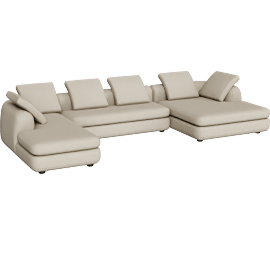 Perspective view of Americano Asymmetrical Double Chaise Sectional, Standard, Pecora Cream