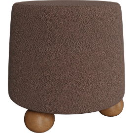Perspective view of Mell Stool, Brown Boucle