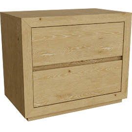 Perspective view of Hellen Natural 2 Drawer Nightstand