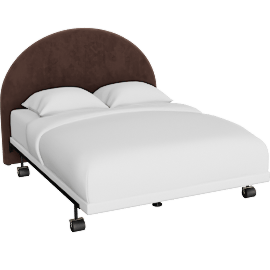 Perspective view of Arch Espresso Velvet Queen Uph Headboard W/ Revive Metal Frame