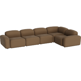 Perspective view of Brunello Large Modular Sofa Brown Velvet
