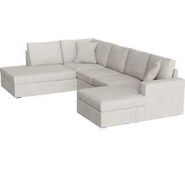 Perspective view of Bonaterra II 127 2 Piece Sectional With Right Arm Facing Sleeper Sofa Chaise & Left Arm Facing Corner Chaise, Sand