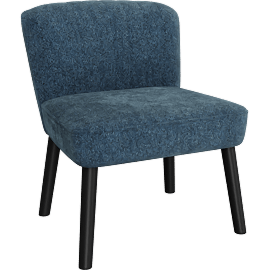 Perspective view of Naples Shell Back Accent Chair in Lapis Blue Boucle Fabric