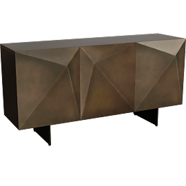 Perspective view of Malik Ceramic Top With Copper Cross Brush Server Buffet