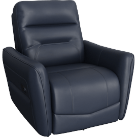 Perspective view of Hankins Dark Blue Leather 36 Swivel Glider Reclining Chair