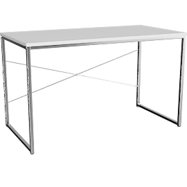 Perspective view of Modern White + Chrome 47 Writing Desk, Computer