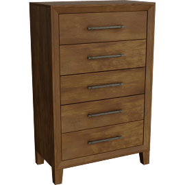 Perspective view of Bailie Brown 5 Drawer Chest