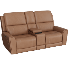 Perspective view of Hancock Brown 76 Power Zero Gravity Console Loveseat