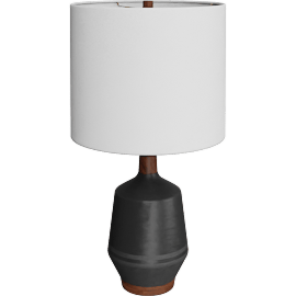 Perspective view of Meriden table lamp, Black/ White shade