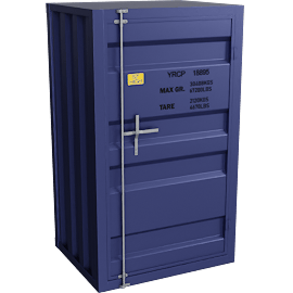 Perspective view of Steele Blue Metal 1-Door Chest