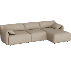 Perspective view of Veata Light Brown Suede 127 3 Piece Sectional With Right Arm Facing Chaise, Fabric