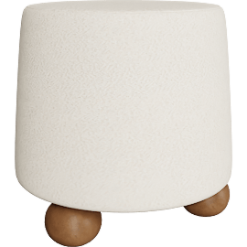 Perspective view of Mell Stool, Cream Boucle