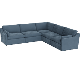 Perspective view of Adelina 123 5 Piece Modular Sectional, Nordic Blue