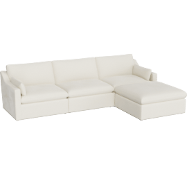 Perspective view of Adelina 124 3 Piece Sofa with Ottoman, Cream