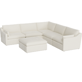 Perspective view of Adelina 123 5 Piece Modular Sectional with Ottoman, Cream