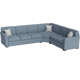 Perspective view of Cypress Flair Arm Foam Modular 3 Piece 125 Sectional With Left Arm Facing Sofa