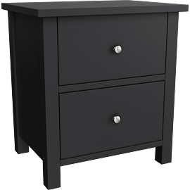 Perspective view of Felipe Black 2 Drawer Nightstand W/ Usb