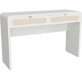 Perspective view of Marshy Rattan 2 Drawer Desk