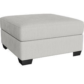 Perspective view of Sofie Cocktail Ottoman, Light Grey Corduroy