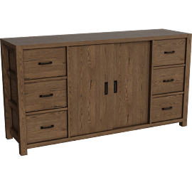 Perspective view of Kai II Brown Oak Buffet