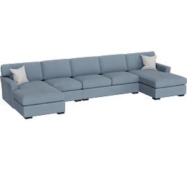 Perspective view of Cypress Flared Arm Foam Modular 4 Piece 156 Sleeper Sectional With Double Chaise