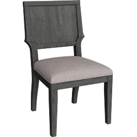 Perspective view of Astra II Black Wood + Grey Performance Fabric Dining Side Chair With Back