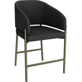 Perspective view of Oxford Counter Stool, Black & Brass Frame