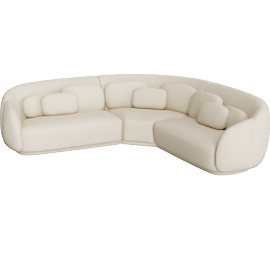 Perspective view of Misty Cream Boucle Modular L-Sectional