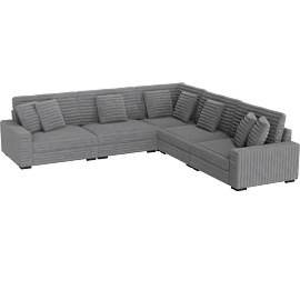 Perspective view of Faye Grey 5 Piece Sectional