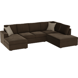 Perspective view of Bonaterra II 127 2 Piece Sectional With Left Arm Facing Sofa Chaise + Right Arm Facing Corner Chaise, Chocolate