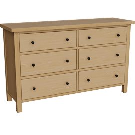 Perspective view of Renalie Natural Six Drawer Dresser