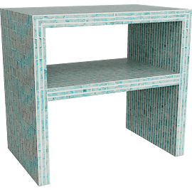 Perspective view of Cruz Shell Nightstand, Blue Capiz