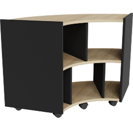 Perspective view of NaturalDesign Low Curved Shelf Unit Side Black
