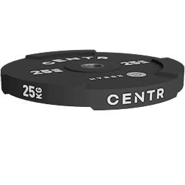 Perspective view of CENTR x HYROX Competition Edge Bumper Plates