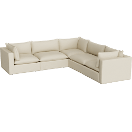 Perspective view of Lotus Deep Modular 5-Piece L-Shaped Sectional Sofa