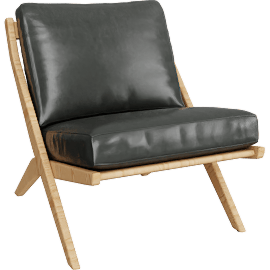 Perspective view of Pose Wood and Leather Accent Chair