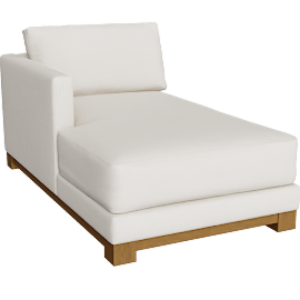 Perspective view of Gather Wood Base Left-Arm Chaise Lounge Sectional Piece