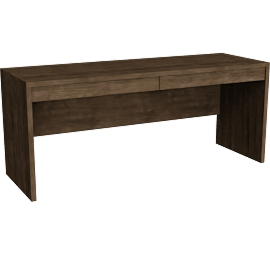 Perspective view of Rowan 72w 24d 30h Two-Drawer Desk with Privacy Panel