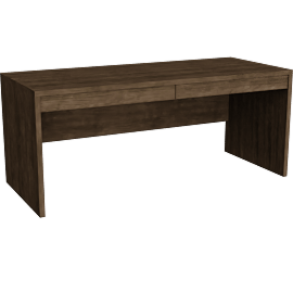 Perspective view of Rowan 72w 30d 30h Two-Drawer Desk with Privacy Panel