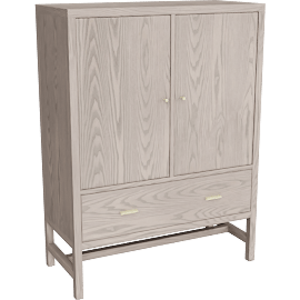 Perspective view of Berkeley 36w 16d 48h Freestanding Linen Cabinet with Wood Door