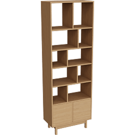 Perspective view of Dahl 30w 15d 87h Two-Door Bookcase