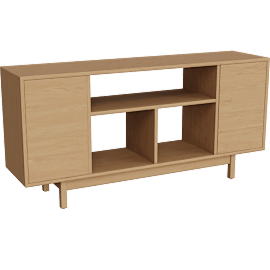 Perspective view of Dahl 60w 15d 29h Two-Door Console Bookcase