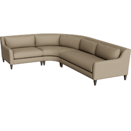 Perspective view of Sybil 130x95  Three-Piece Curved Sectional w/Left-Arm Chair