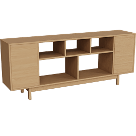 Perspective view of Dahl 72w 15d 29h Two-Door Console Bookcase