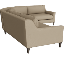 Perspective view of Sybil 130x95  Three-Piece Curved Sectional w/Right-Arm Chair