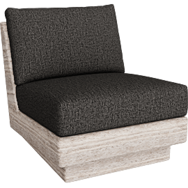 Perspective view of Tulum Travertine Armless Lounge Chair